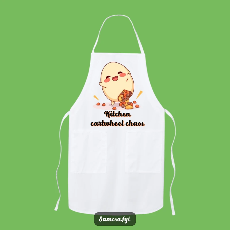 Funny Giggling Samosa Cartwheel Apron: Cook with Playful Mess, Perfect Kitchen Gift