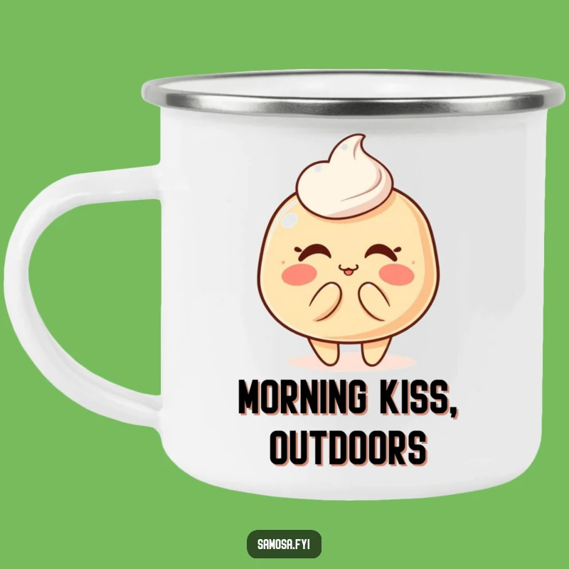 Funny Pastry Puff Kiss Camping Mug: Sweet Sips on Your Adventures, a Cute Funny Gift!