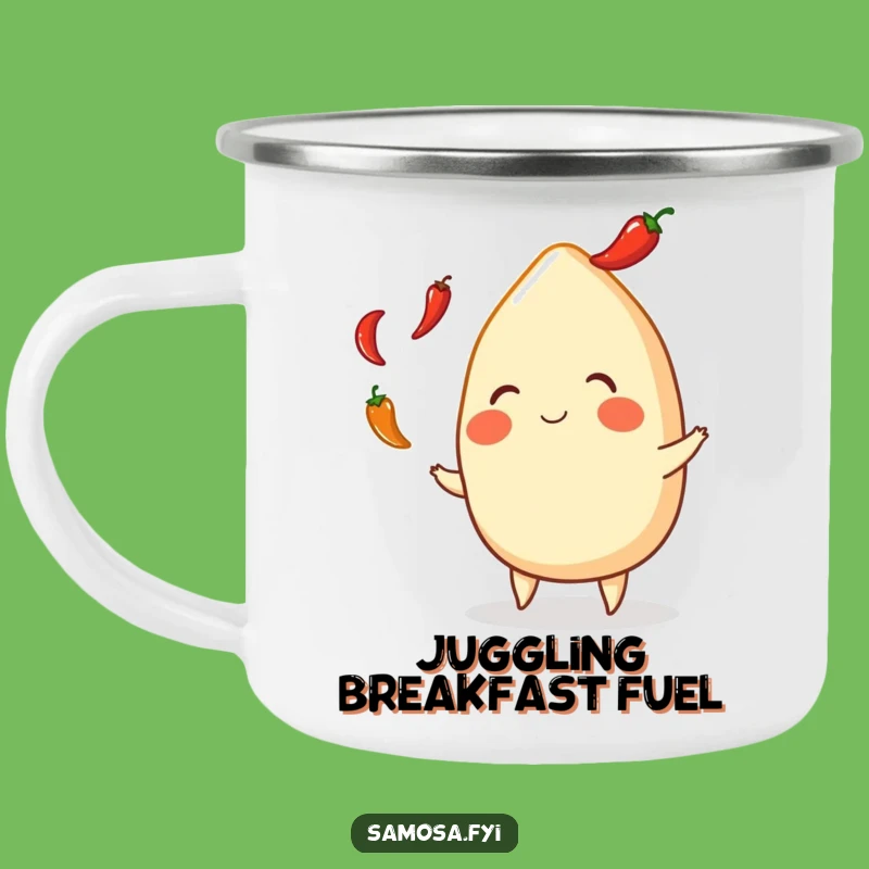 Funny Samosa Juggling Peppers Camping Mug - Rugged & Comical Outdoor Gear