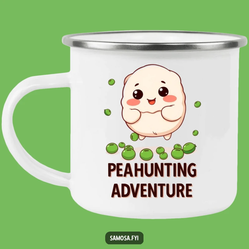 Funny Dumpling & Peas Camping Mug - Cute & Humorous Outdoor Foodie Gift