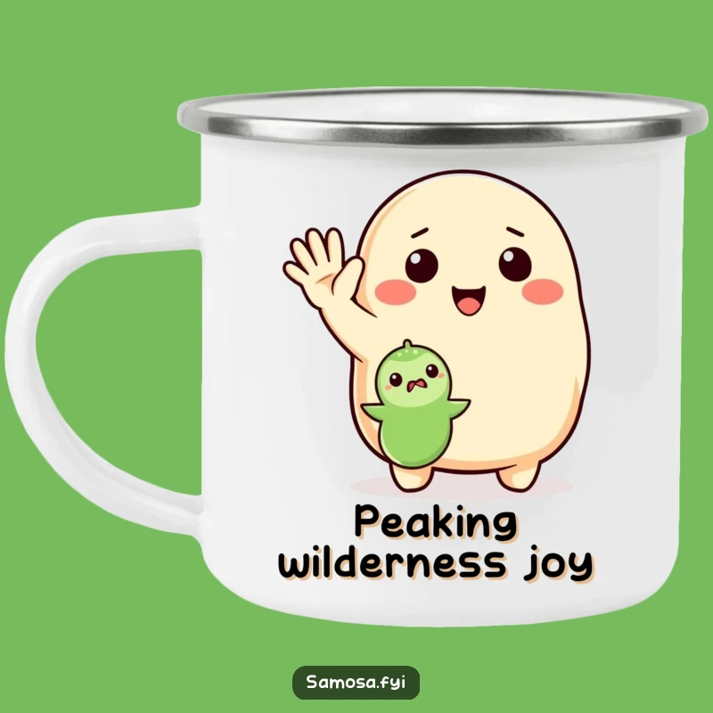 Funny Waving Samosa Camping Mug - Friendly Greeting for Outdoors