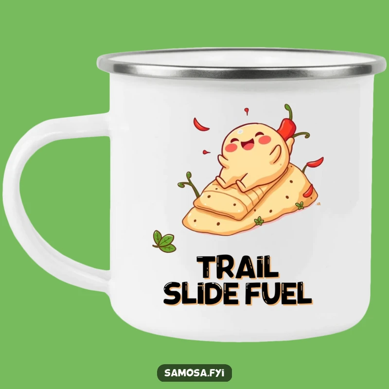 Funny Cheerful Samosa Pepper Hill Camping Mug - Rugged & Comical Outdoor Gear