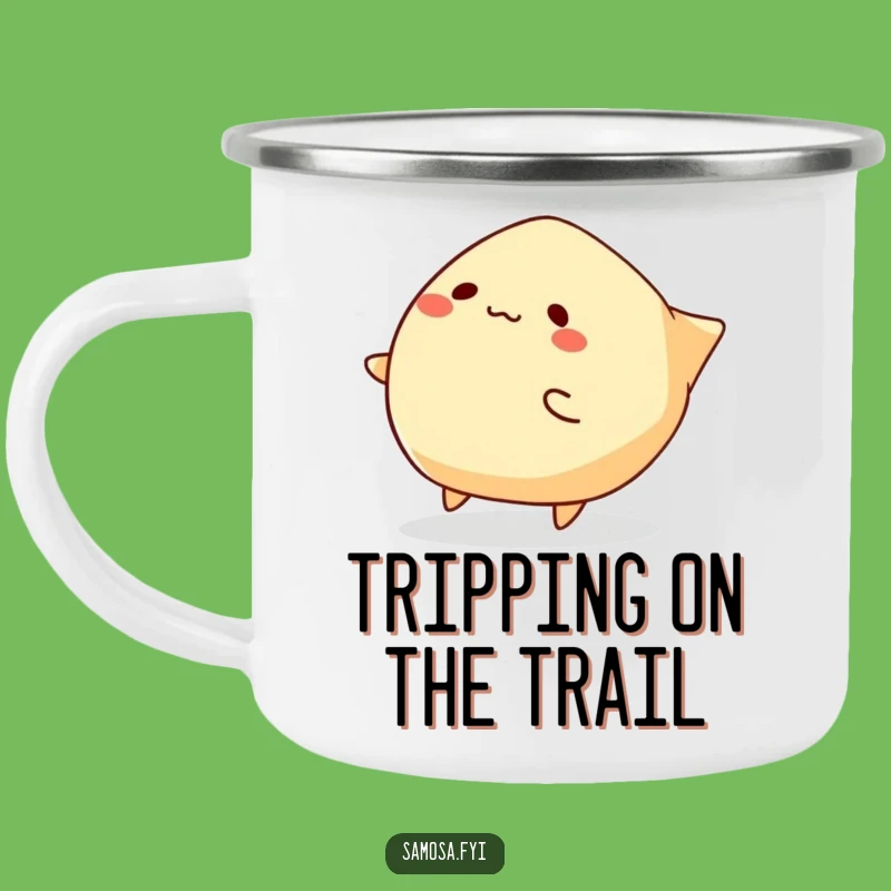Funny Tripping Samosa Camping Mug: Adventure with a Wobble! A Rugged Funny Gift.