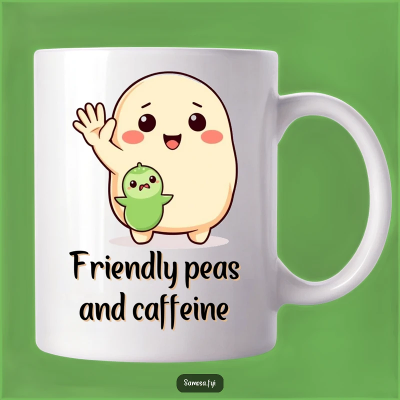 Funny Waving Samosa Mug - Enthusiastic Snack Greeting Gift