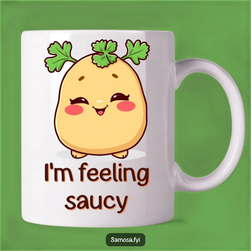 Funny Samosa Parsley Hat Mug - Mischievous Snack, Perfect Comical Gift