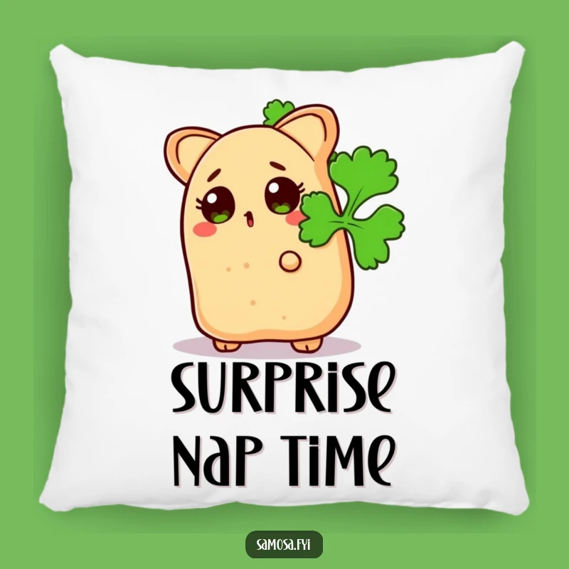 Funny Surprised Samosa Coriander Pillow - Cozy Comical Comfort
