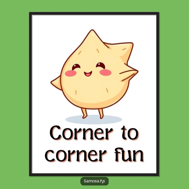 Funny Samosa Cartwheel Digital Art: Smiling Snack Decor, Instant Funny Gift