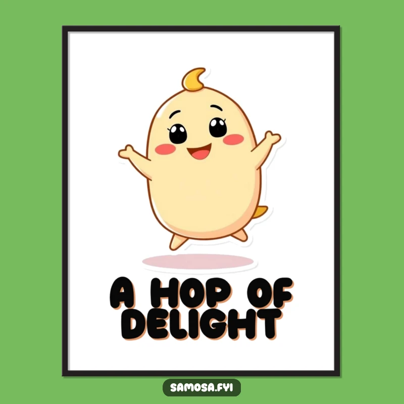 Funny Samosa Hopping Digital Art - Joyful Character Decor, Instant Funny Gift!