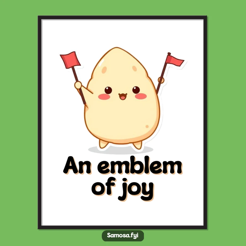 Funny Samosa Waving Flag Digital Art - Enthusiastic Character Decor, Instant Funny Gift!