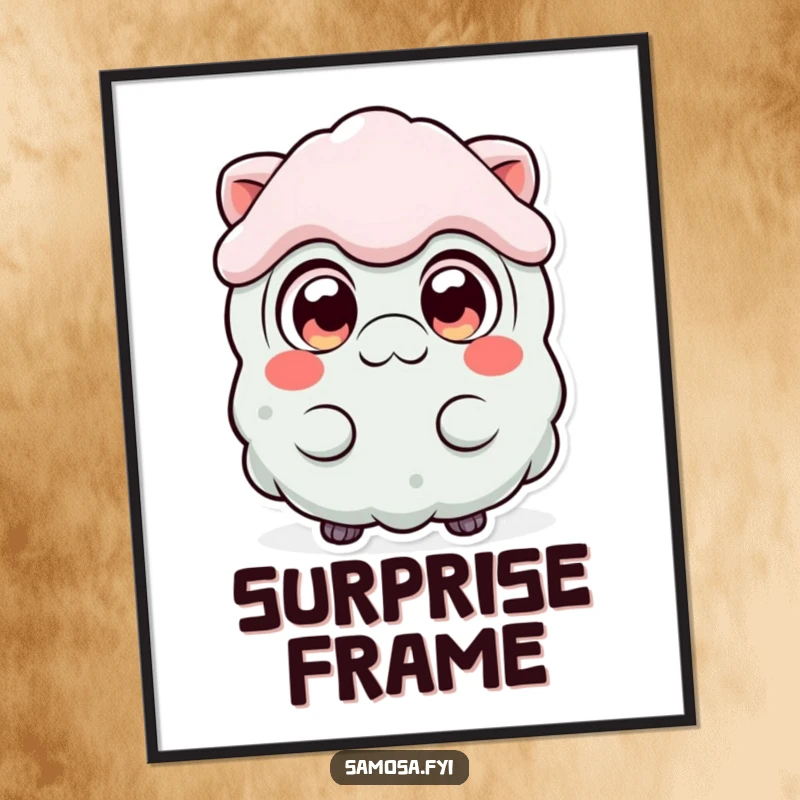 Funny Surprised Samosa Digital Art Print of a samosa character with wide, expressive eyes, capturing a moment of comical shock humorously.