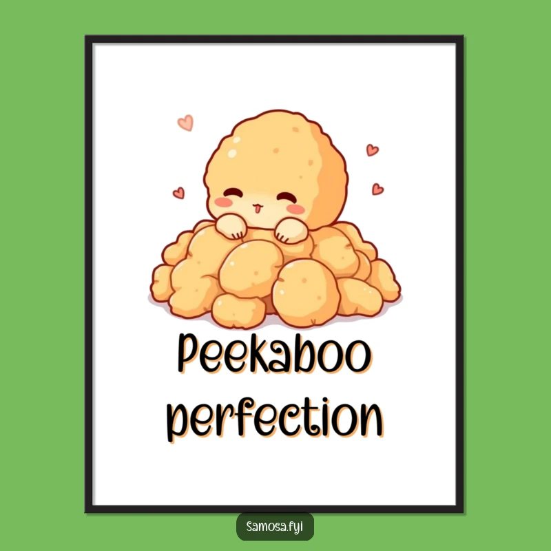 Funny Pakora Peeking Digital Art: Shy Snack Decor, Instant Funny Gift