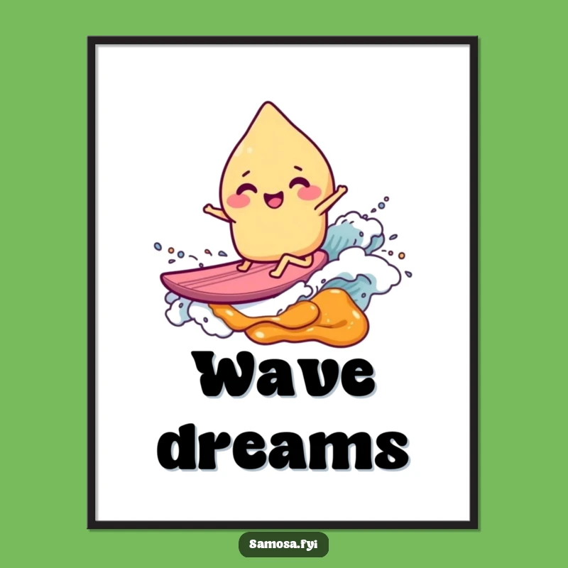 Funny Samosa Surfer Digital Art: Bring Home Hilarious Food Art, an Amazing Funny Gift!