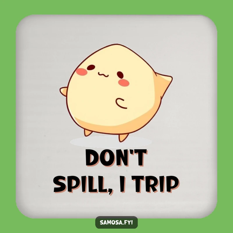 Funny Tripping Samosa Drink Coaster: Protect Surfaces with a Laugh! A Small Funny Gift.