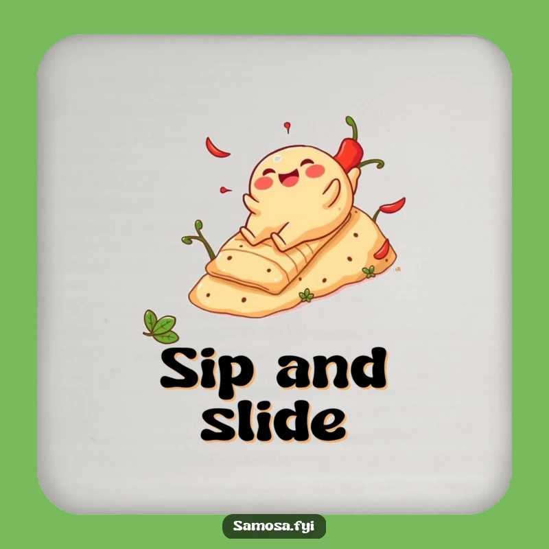 Funny Cheerful Samosa Pepper Hill Drink Coaster - Protect Surfaces with Humor