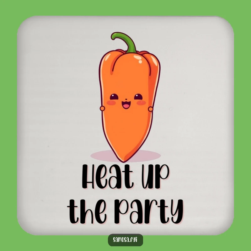 Funny Chili Samosa Drink Coaster: Protect Surfaces with a Peek! A Small Funny Gift.