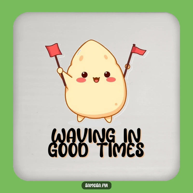 Funny Samosa Waving Flag Coaster - Enthusiastic Protection for Your Drinks, Perfect Funny Gift!
