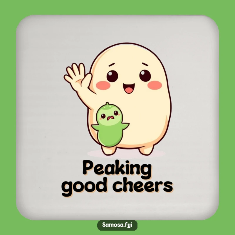 Funny Waving Samosa Coaster - Protect Surfaces with a Friendly Wave