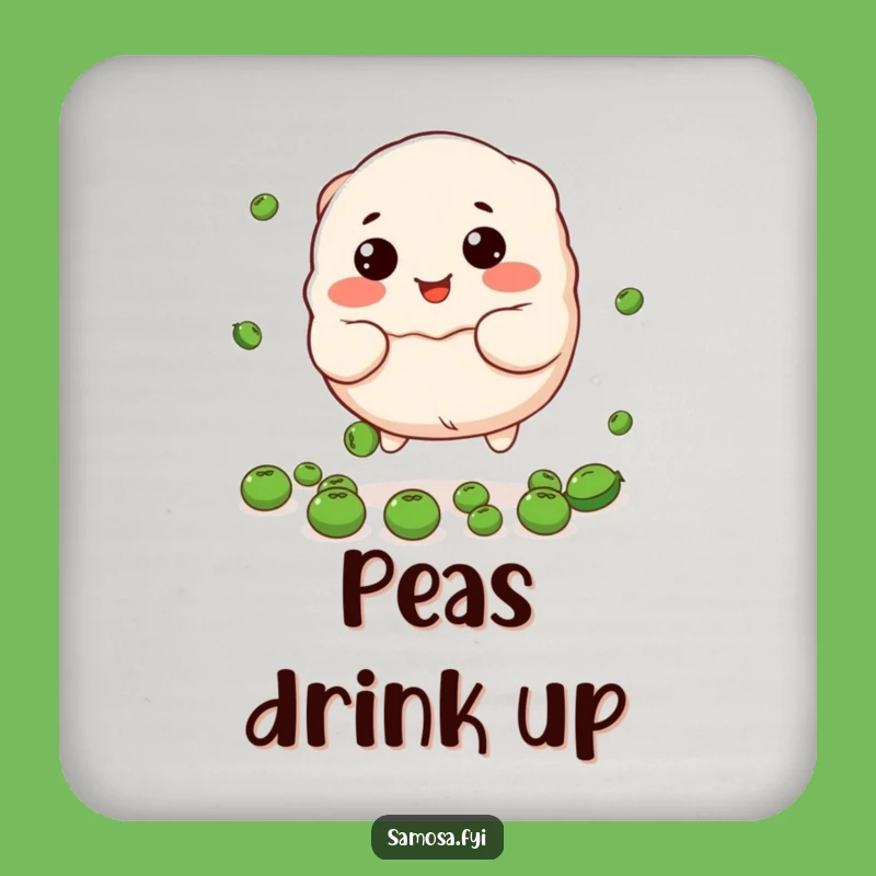 Funny Dumpling & Peas Coaster - Cute Decor, Humorous Foodie Gift