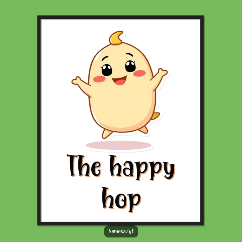 Funny Samosa Hopping Poster - Joyful Character Art, Hilarious Funny Gift Idea!