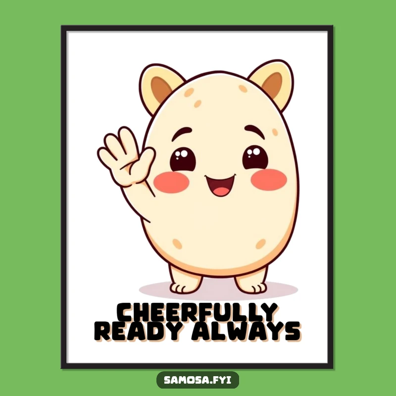 Funny Samosa Poster: Animated Character Saluting, Wall Art That's Hilariously Appetizing