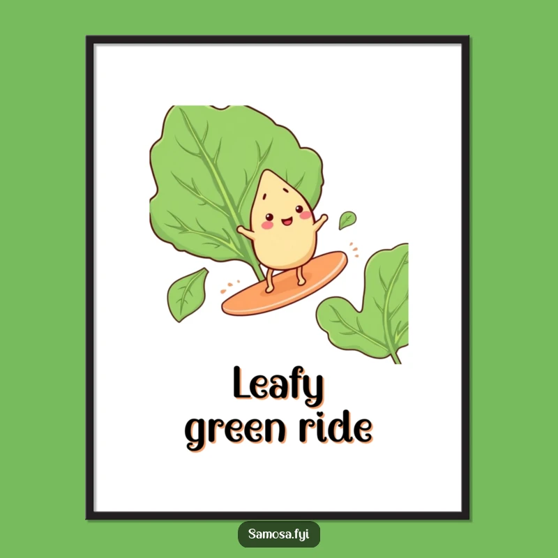 Funny Samosa Surfing Poster: Whimsical Art Print, Inspiring Funny Gift