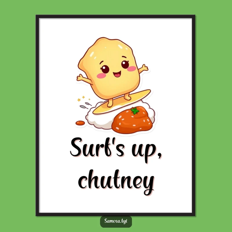 Funny Pastry Chutney Surf Poster: Golden Crust's Hilarious Wave Art