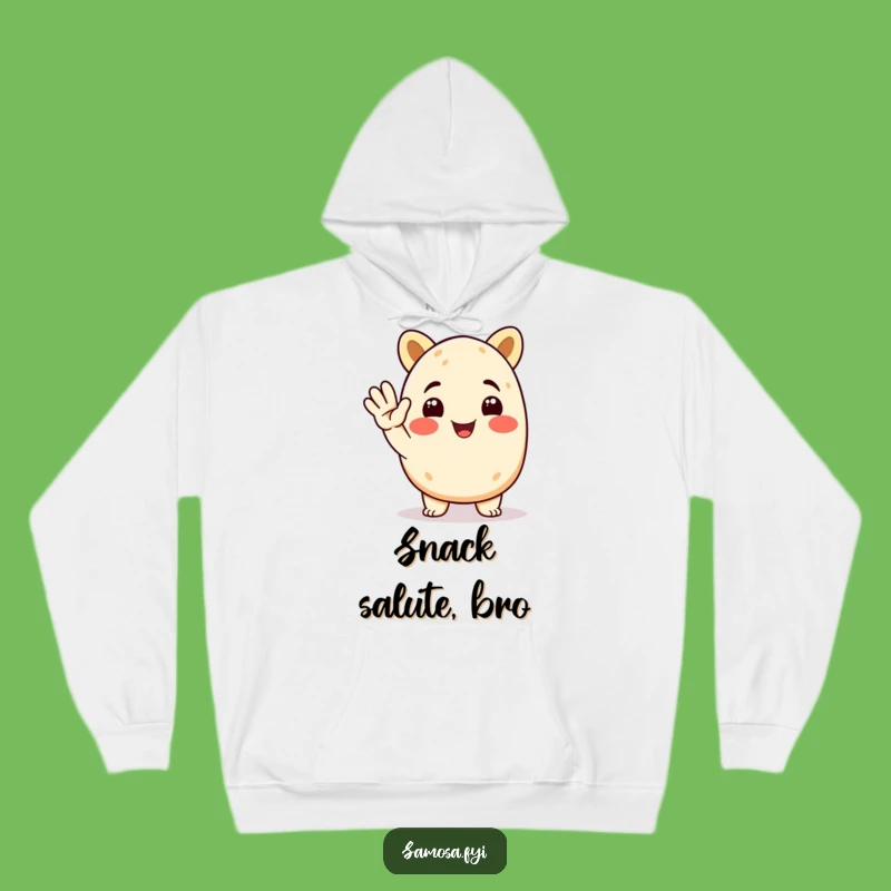 Funny Samosa Hoodie: Cozy Animated Character Saluting, Warm & Hilarious Gift