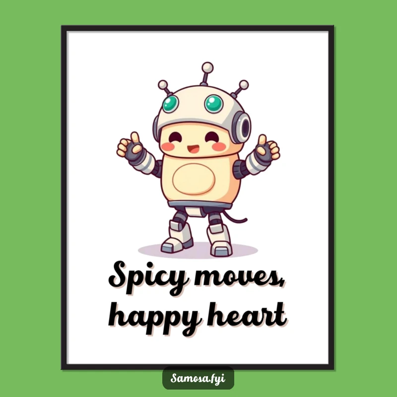 Free Printable Samosa Robot Dance Wall Art - Funny Downloadable Art for Kitchen