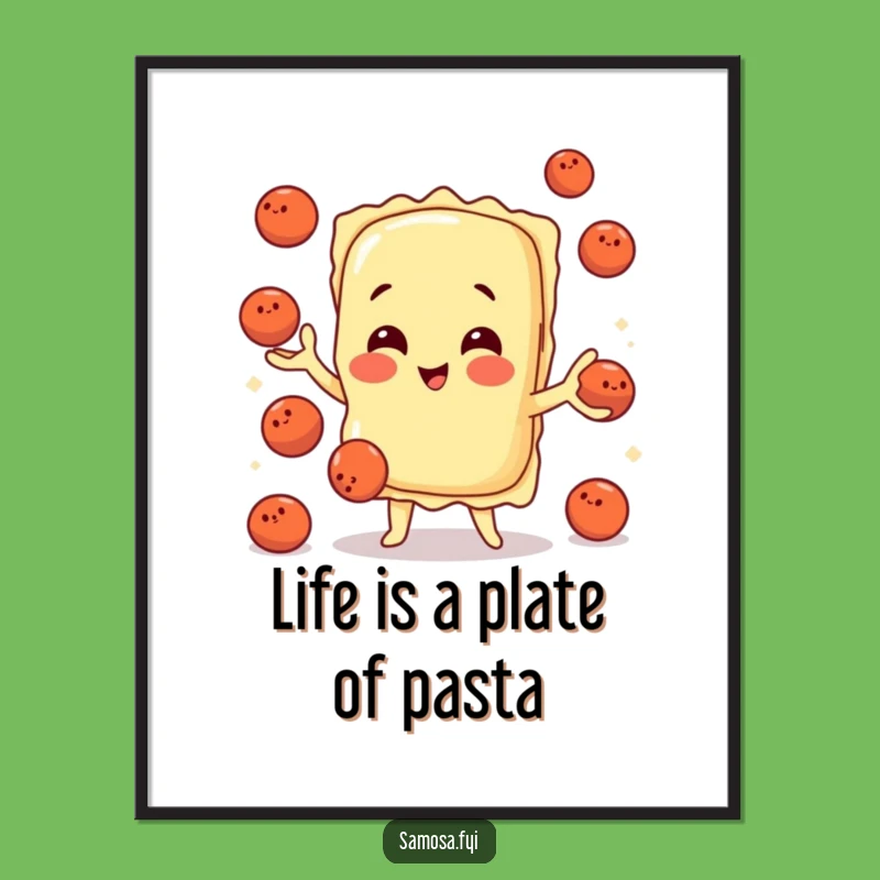 Funny Free Printable Wall Art: Ravioli Juggling Meatballs, Quirky Downloadable Decor