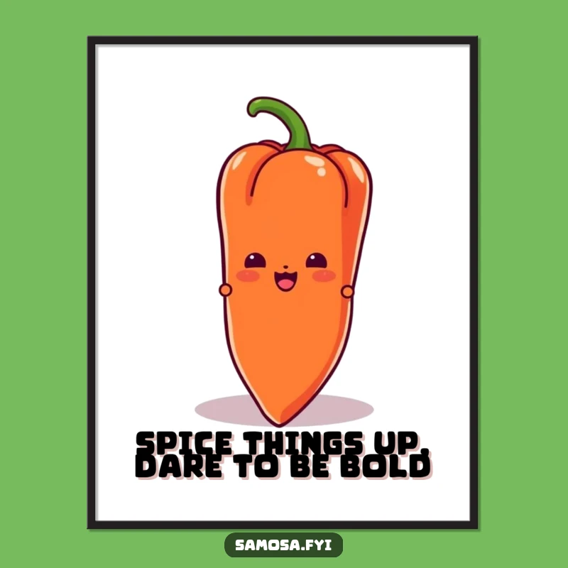 Free Printable Art: Samosa & Chili Pepper, Funny Character Peek, Downloadable Decor