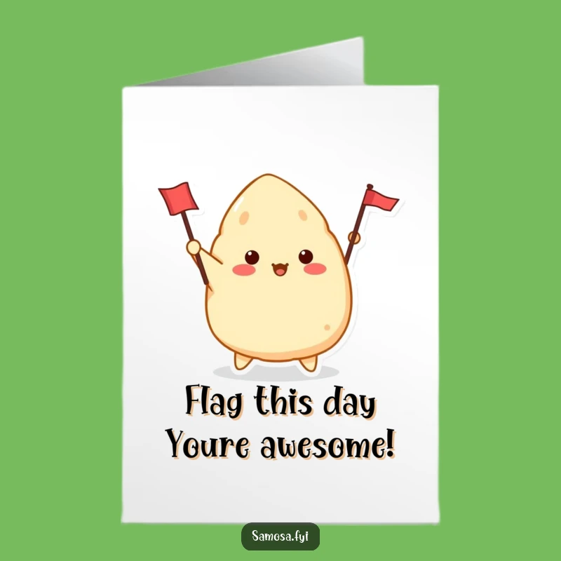 Free Printable Samosa Birthday Card: Funny Waving Flag Downloadable Gift for Him or Her