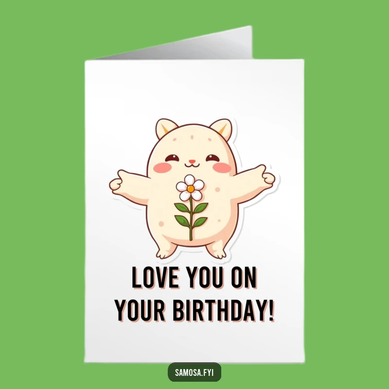 Free Printable Birthday Card: Samosa Hugs Flower Funny Downloadable Gift