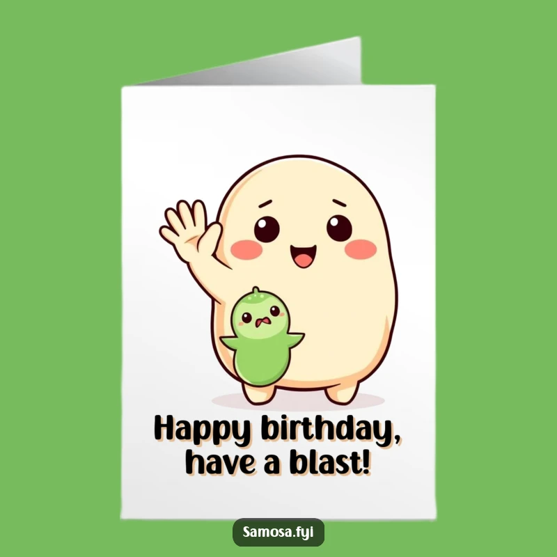 Free Printable Waving Samosa Birthday Card: Charming Downloadable Greeting