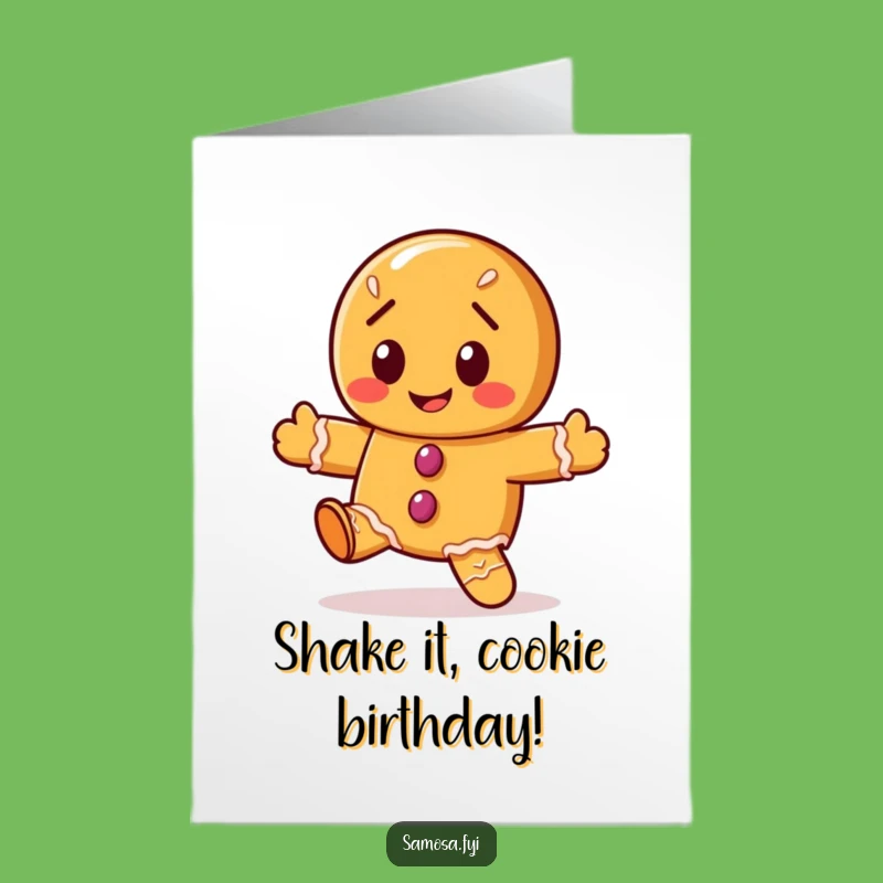 Free Printable Gingerbread Cookie Birthday Card: Wobbly Dance Fun, Downloadable Gift