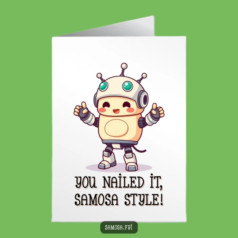 Free Printable Samosa Robot Dance Congrats Card - Funny Downloadable Greeting