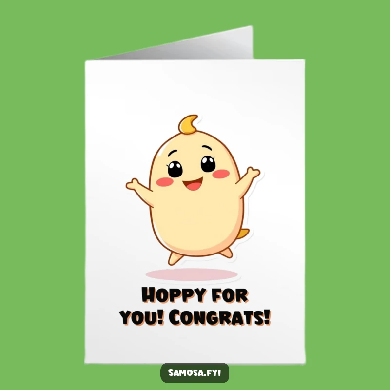 Free Printable Samosa Congrats Card: Funny Hopping Grin Downloadable Achievement Gift