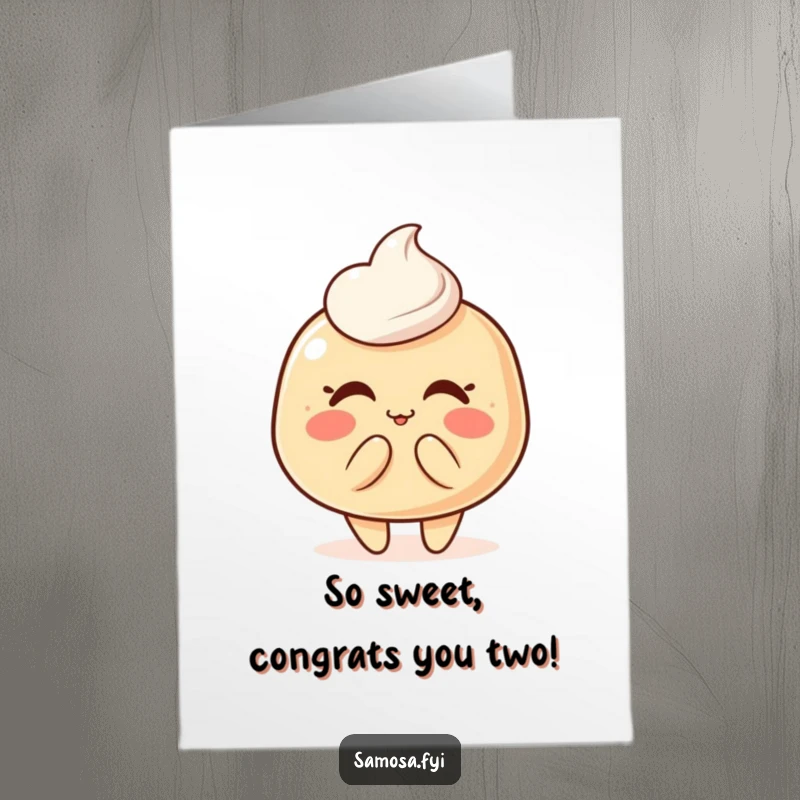 Funny Free Printable Congrats Card: Blushing pastry puff character blowing a sweet kiss to celebrate an awesome accomplishment.