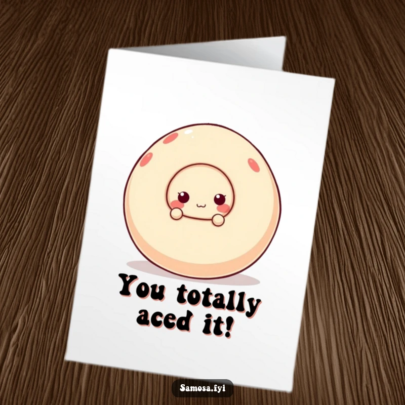 Funny free printable congratulations card: A playful samosa peeks from behind a giant, unstable ball, adding quirky cheer.