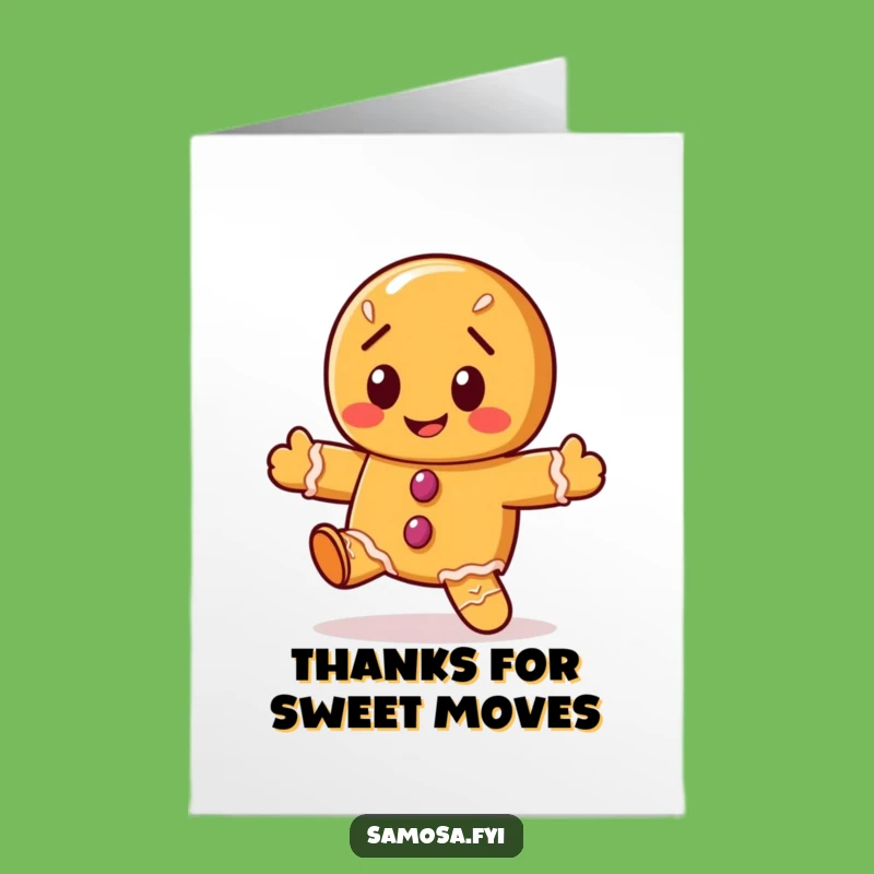 Free Printable Gingerbread Cookie Thank You Card: Wobbly Dance, Downloadable Appreciation Gift