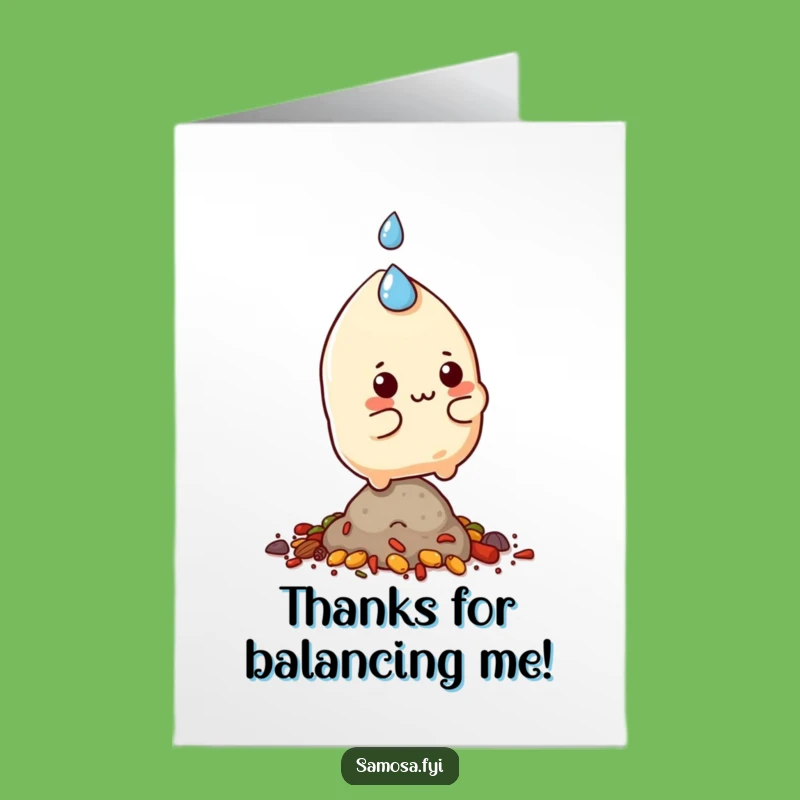 Free Printable Samosa Thank You Card: Funny Balancing Character Downloadable Gift