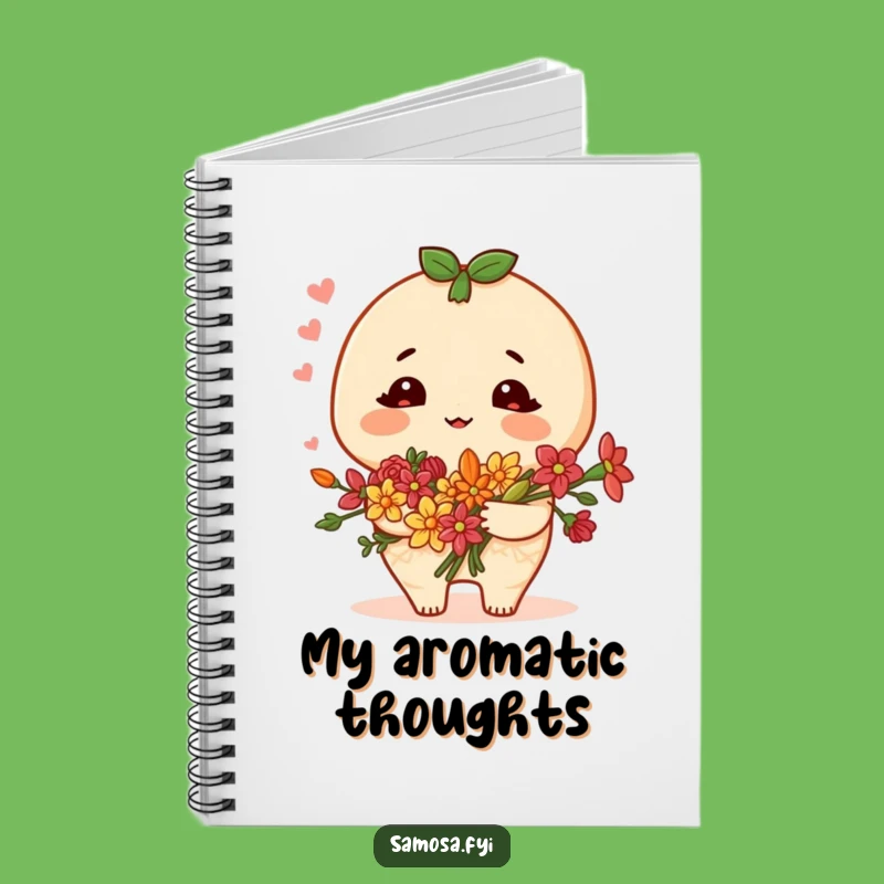 Funny Samosa Notebook: Blushing Character, Spice Flowers - Thoughtful Journal