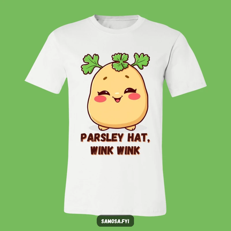Funny Samosa Parsley Hat T-Shirt - Cheeky Snack Apparel, Hilarious Funny Gift