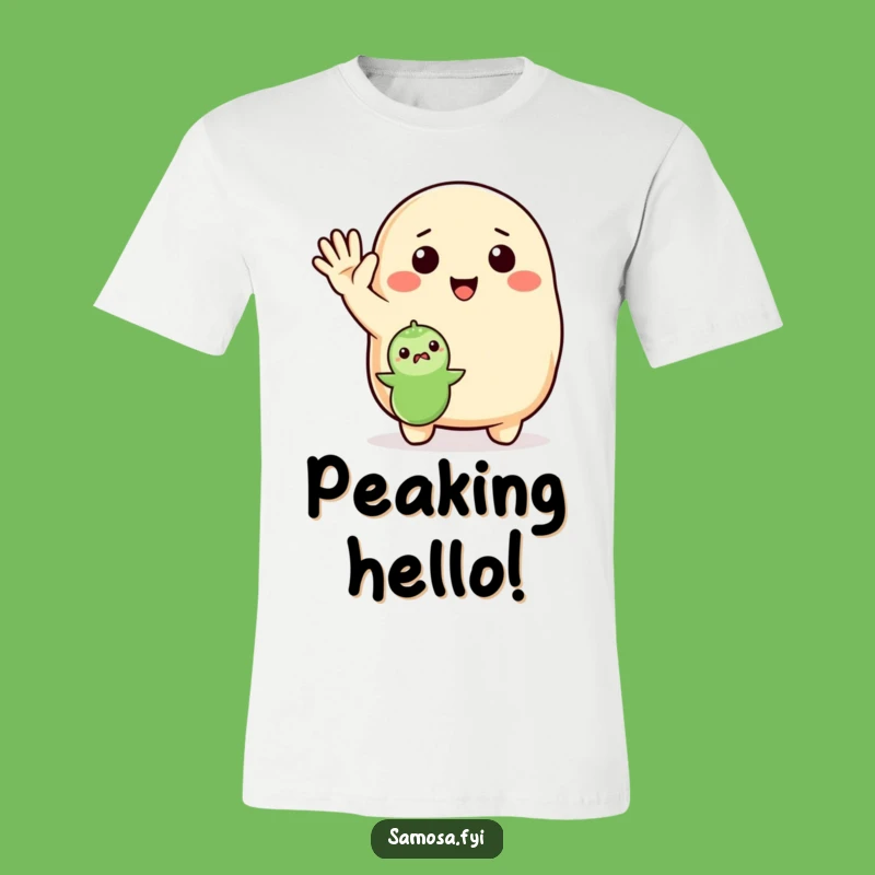 Funny Waving Samosa T-Shirt - Enthusiastic Greeting Tee