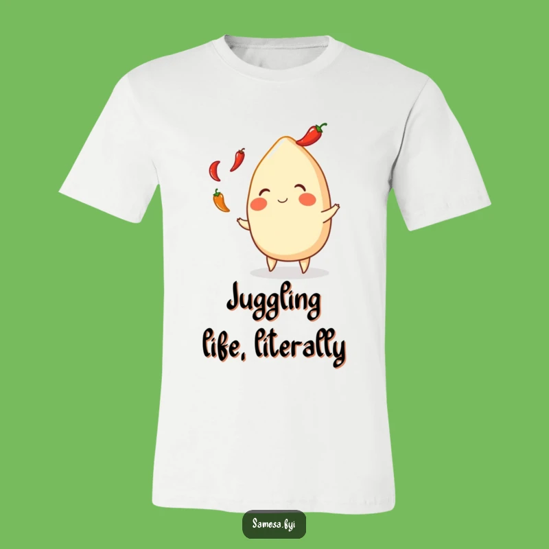 Funny Samosa Juggling Peppers T-Shirt - Comical Indian Snack Apparel Gift