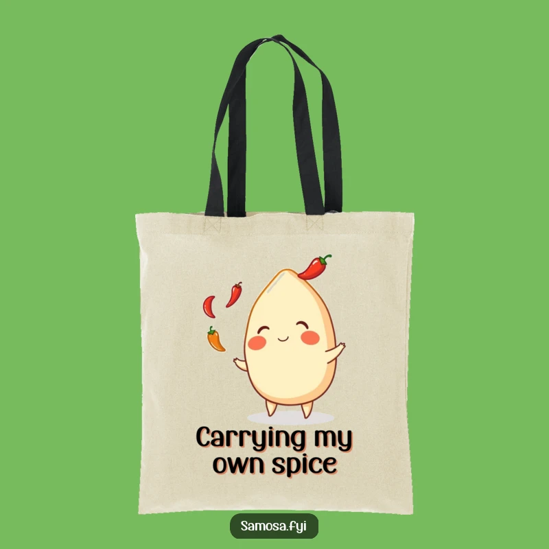 Funny Samosa Juggling Peppers Tote Bag - Chic & Comical Indian Snack Accessory